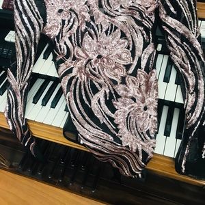 Black & rose gold sequin bodysuit